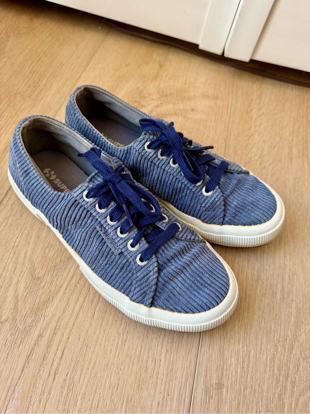 Superga Navy Corduroy Low-Top Sneakers